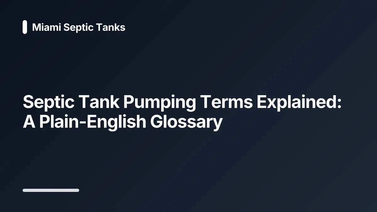septic tank pumping glossary