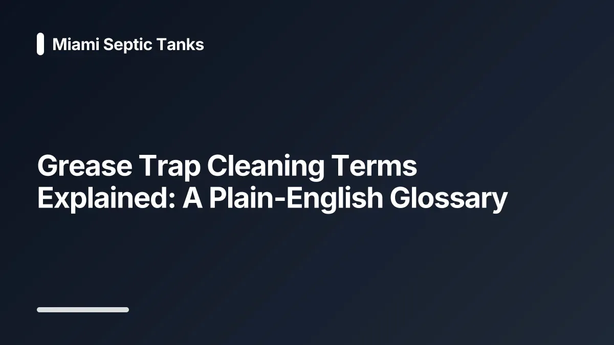 grease trap cleaning glossary